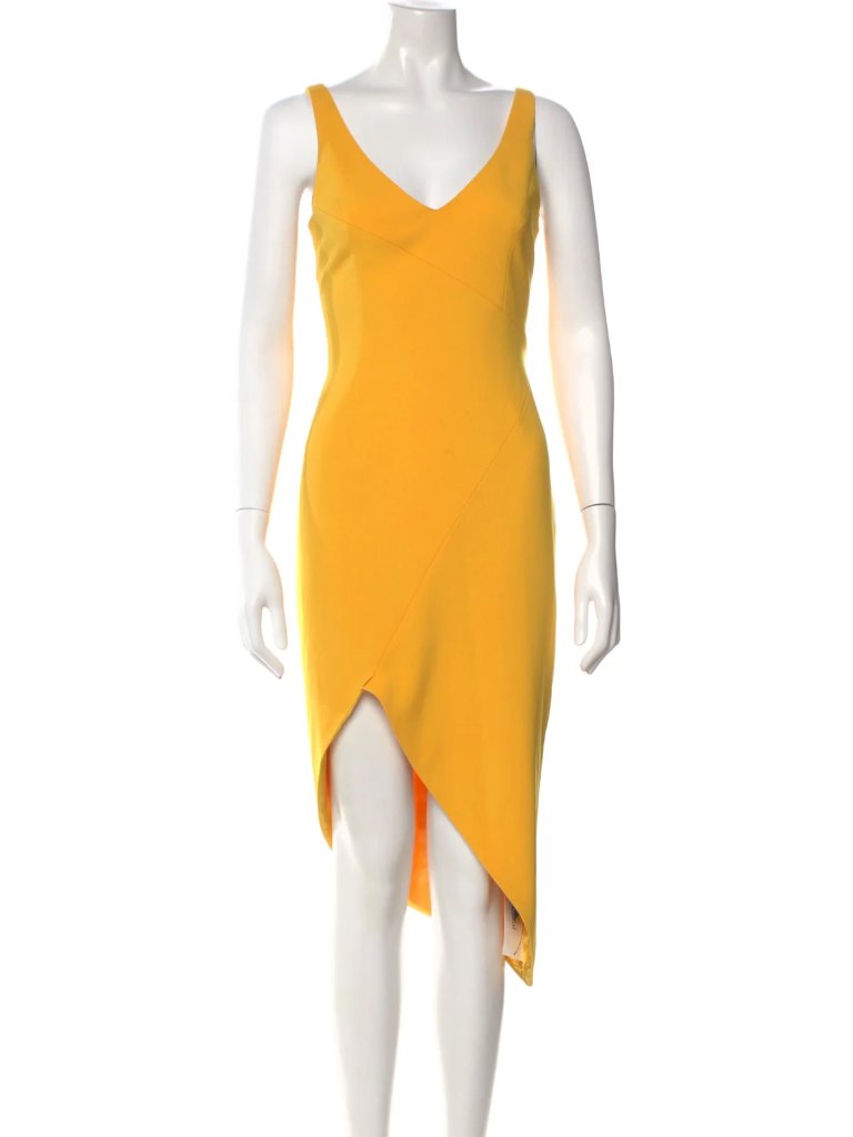 Jay Godfrey V-Neck Midi Length Dress Yellow | Size: M | Us 6